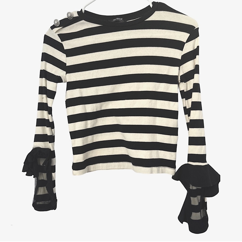 Zara croptop stripes long sleeves